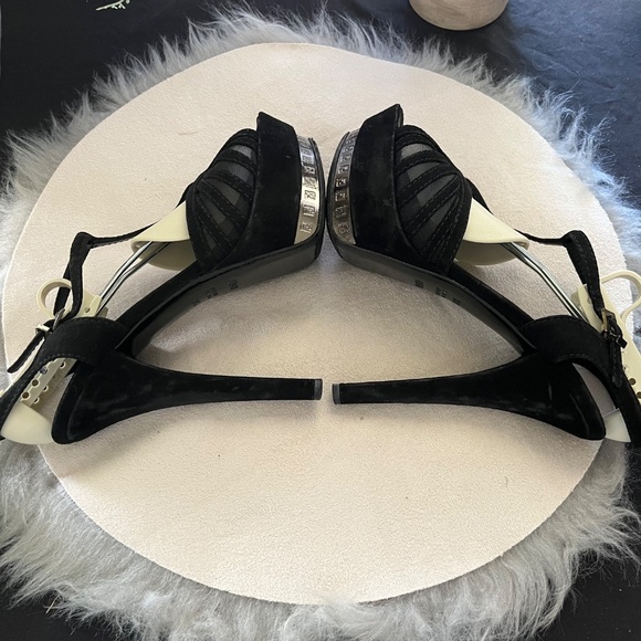 Fendi Black Leather Platform Sandals.  Size 38.5 US 8.5 - Picture 4 of 14